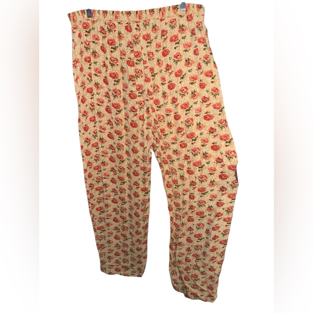 April Cornell Cream Floral Straight-Leg Pants